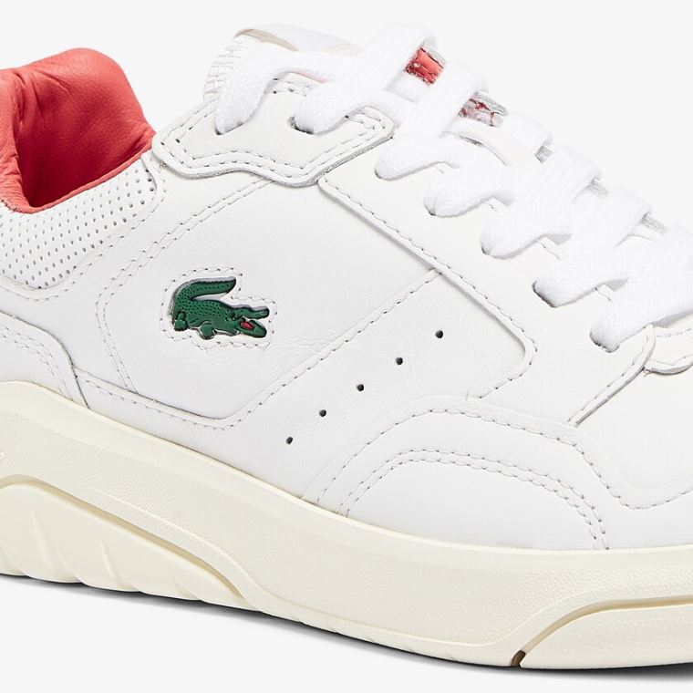 Lacoste Game Advance Couro Sneakers Branco Rosa | hsbuiK4V