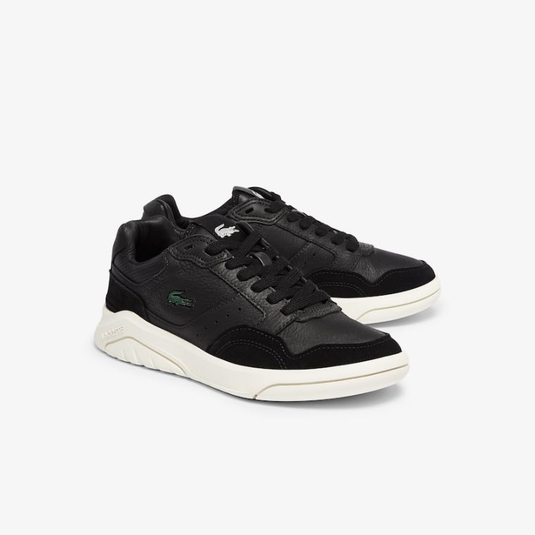 Lacoste Game Advance Luxe Couro and Camurça Sneakers Pretas Cinzentas | KrHFA397