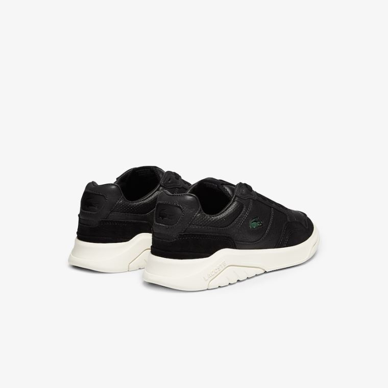 Lacoste Game Advance Luxe Couro and Camurça Sneakers Pretas Cinzentas | KrHFA397