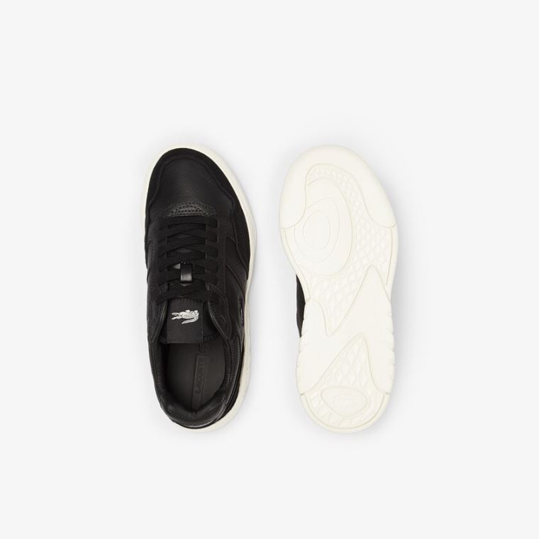 Lacoste Game Advance Luxe Couro and Camurça Sneakers Pretas Cinzentas | KrHFA397