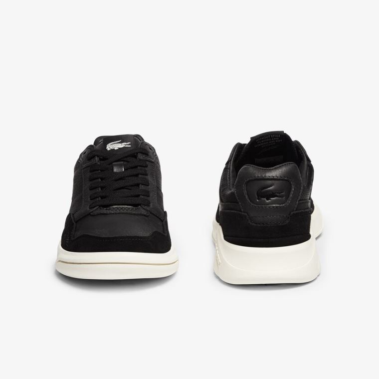 Lacoste Game Advance Luxe Couro and Camurça Sneakers Pretas Cinzentas | KrHFA397