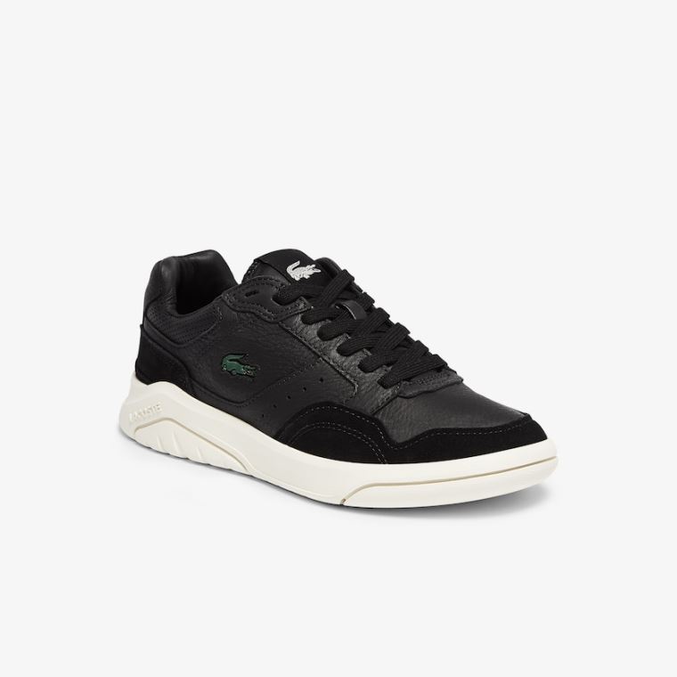 Lacoste Game Advance Luxe Couro and Camurça Sneakers Pretas Cinzentas | KrHFA397