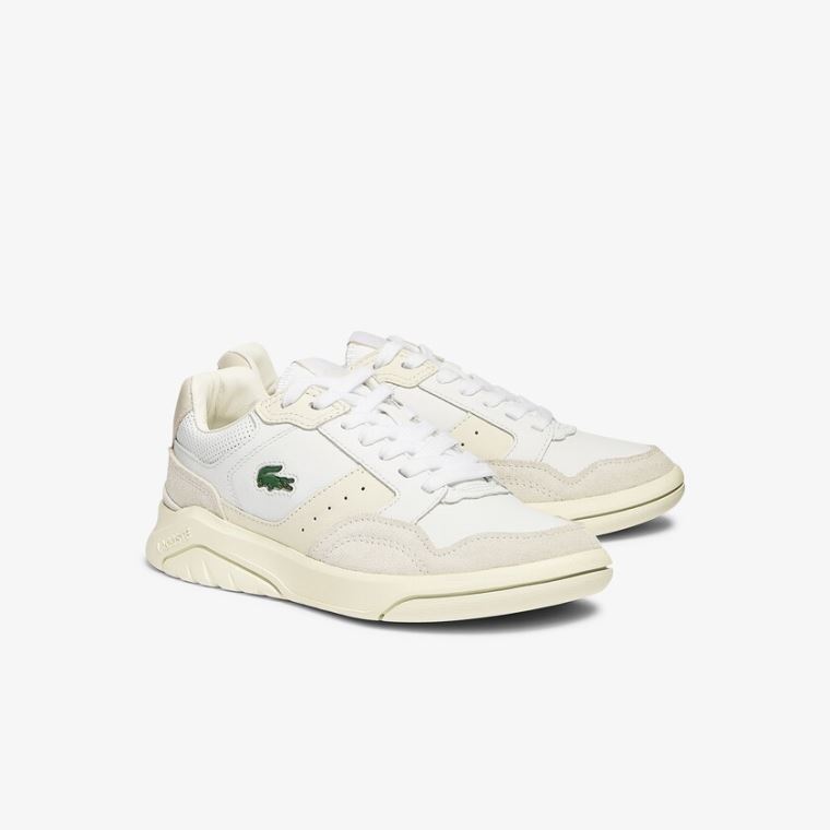 Lacoste Game Advance Luxe Couro and Camurça Sneakers Branco Branco | OpIXbgZE