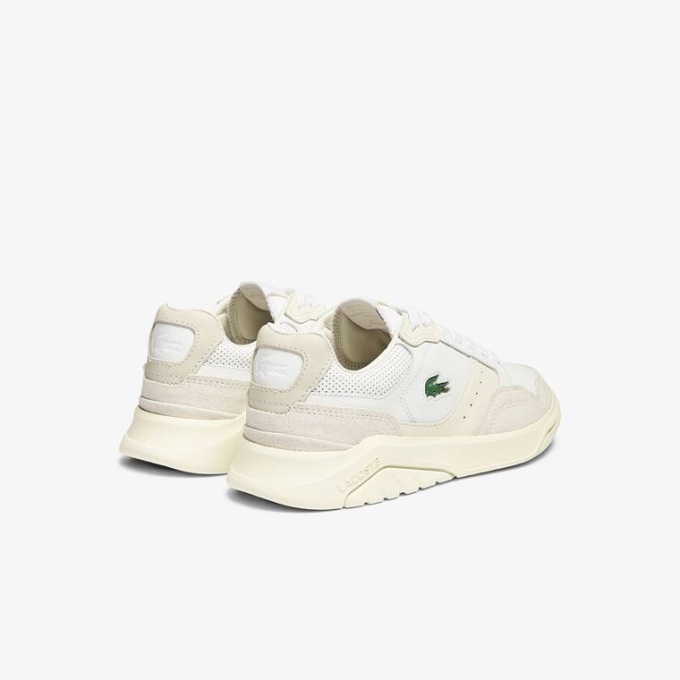 Lacoste Game Advance Luxe Couro and Camurça Sneakers Branco Branco | OpIXbgZE