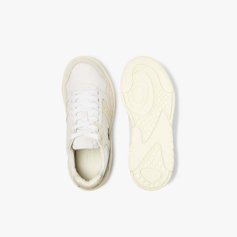 Lacoste Game Advance Luxe Couro and Camurça Sneakers Branco Branco | OpIXbgZE