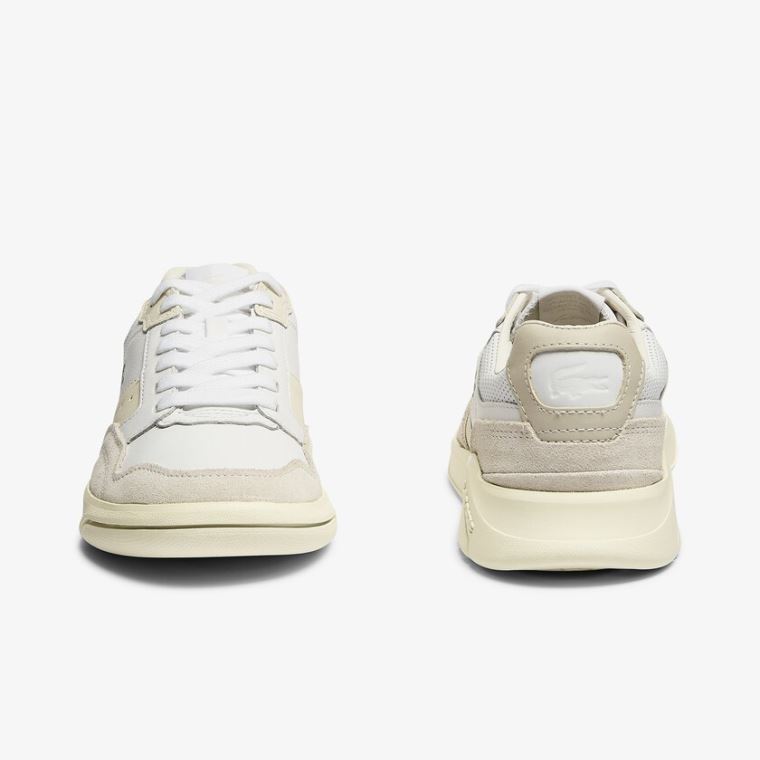 Lacoste Game Advance Luxe Couro and Camurça Sneakers Branco Branco | OpIXbgZE