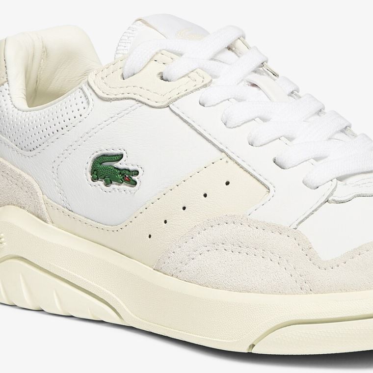 Lacoste Game Advance Luxe Couro and Camurça Sneakers Branco Branco | OpIXbgZE