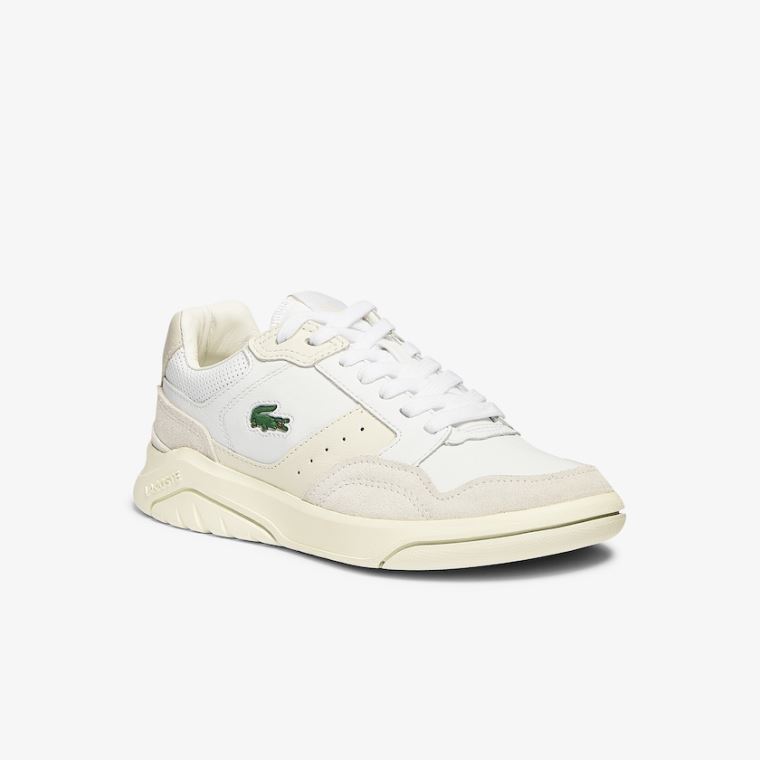 Lacoste Game Advance Luxe Couro and Camurça Sneakers Branco Branco | OpIXbgZE