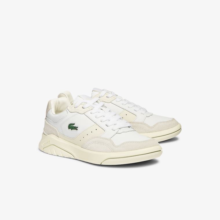 Lacoste Game Advance Luxe Couro and Camurça Sneakers Branco Cinzentas | nInORHP8