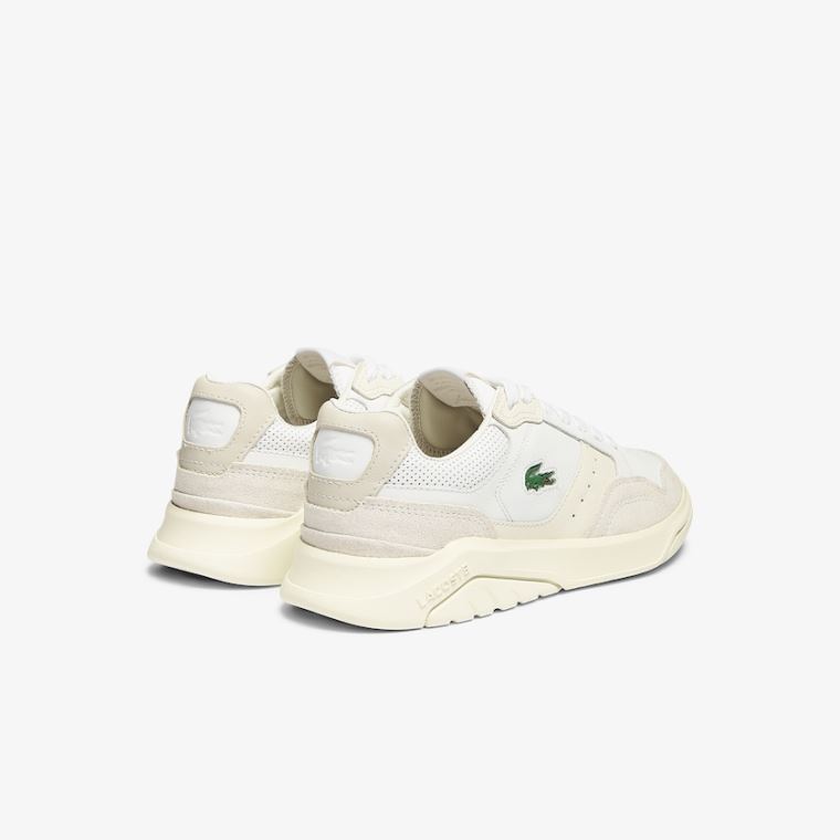 Lacoste Game Advance Luxe Couro and Camurça Sneakers Branco Cinzentas | nInORHP8