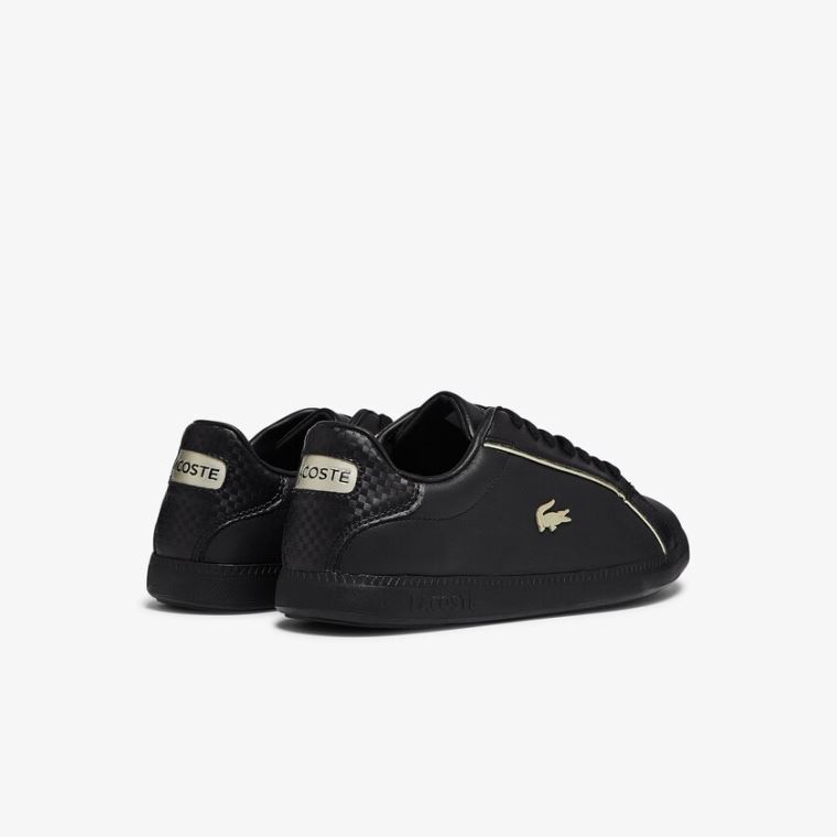 Lacoste Graduate Couro Metallic Detailing Sneakers Pretas | BF1gLIa6