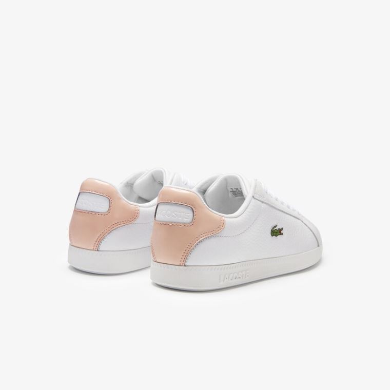 Lacoste Graduate Couro Sneakers Branco Luz Laranja | XbZZRK5z