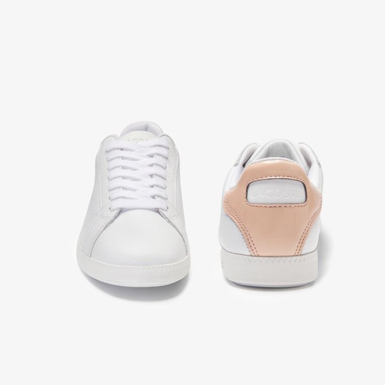 Lacoste Graduate Couro Sneakers Branco Luz Laranja | XbZZRK5z