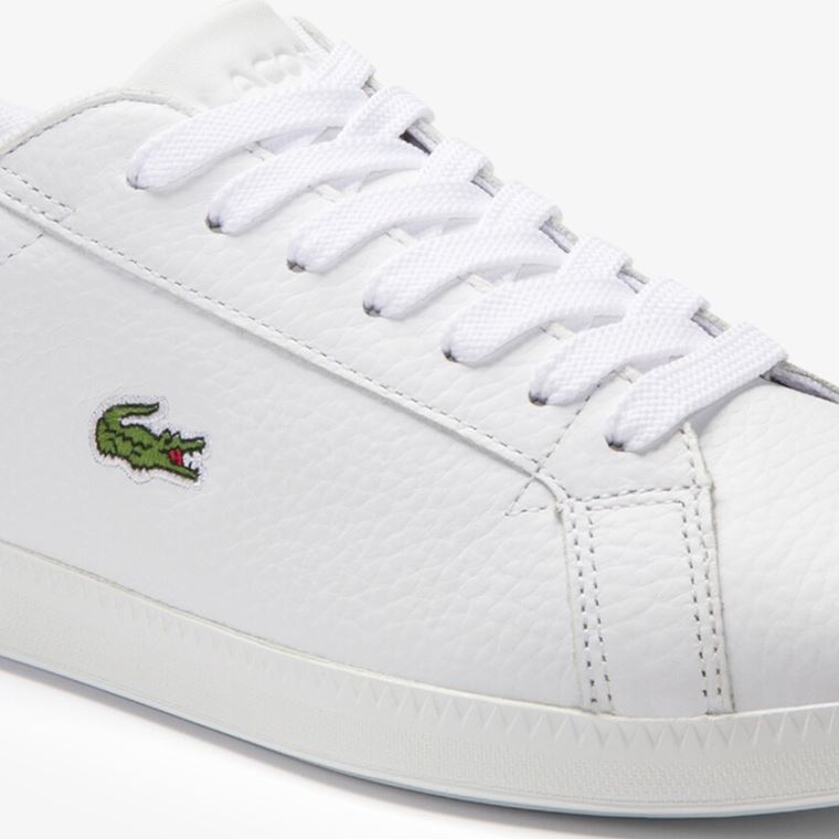 Lacoste Graduate Couro Sneakers Branco Luz Laranja | XbZZRK5z