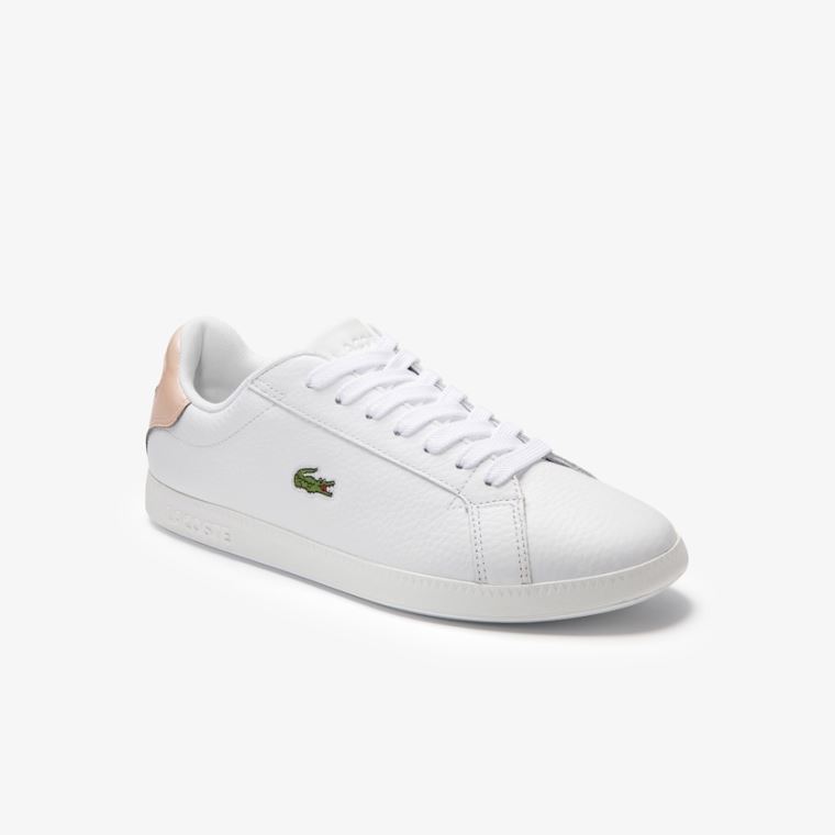 Lacoste Graduate Couro Sneakers Branco Luz Laranja | XbZZRK5z