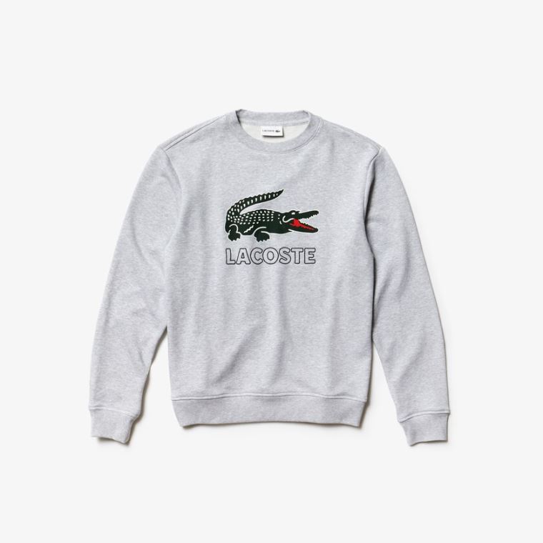 Lacoste Graphic Croc Sweatshirt Cinzentas | lypaKTfK