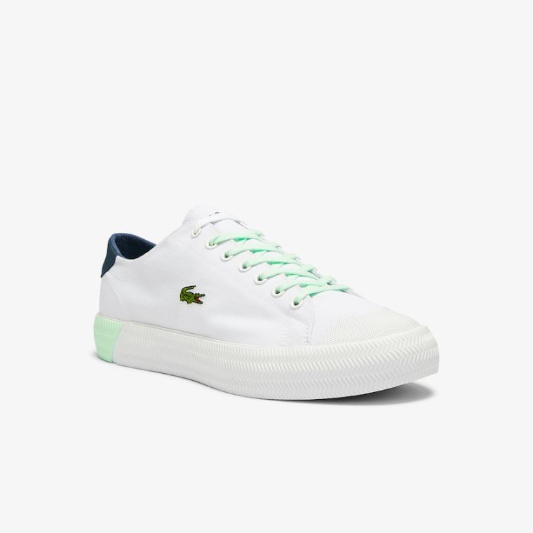 Lacoste Gripshot Lona and Couro Plimsolls Branco Luz Verdes | vOS9WWIQ