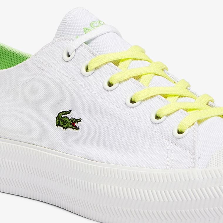 Lacoste Gripshot Lona and Couro Sneakers Branco Luz Amarelas | FkWBp3fT