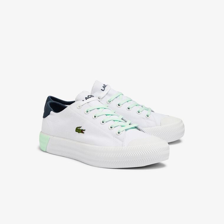 Lacoste Gripshot Lona and Couro Sneakers Branco Luz Azuis | trP5FNWw