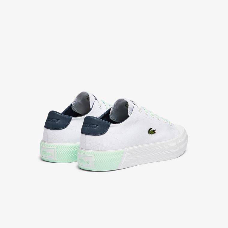 Lacoste Gripshot Lona and Couro Sneakers Branco Luz Azuis | trP5FNWw