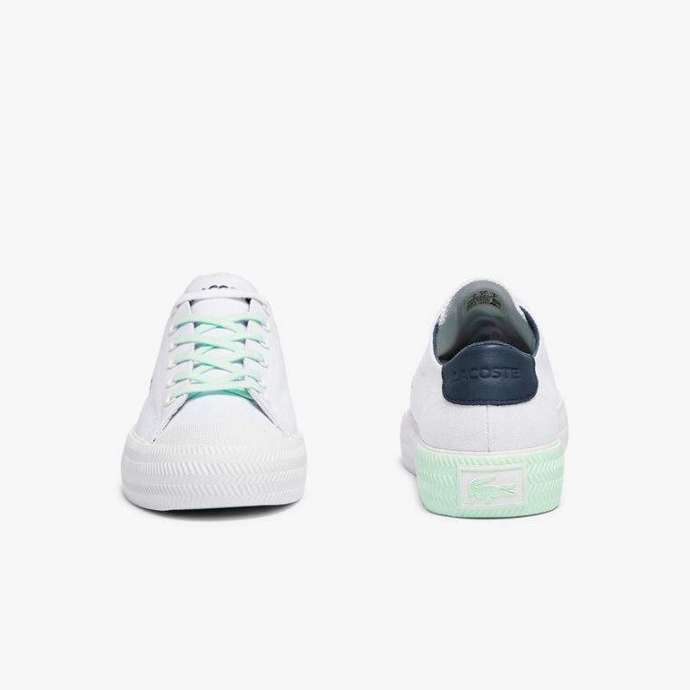 Lacoste Gripshot Lona and Couro Sneakers Branco Luz Azuis | trP5FNWw