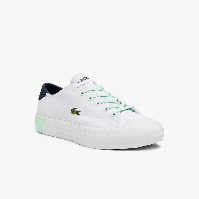 Lacoste Gripshot Lona and Couro Sneakers Branco Luz Azuis | trP5FNWw