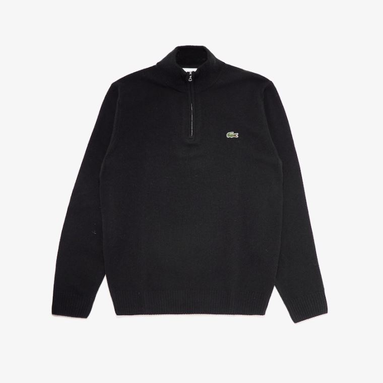 Lacoste Half Zip Collared Moletom Pretas | 3XaKqBOR