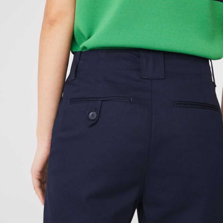 Lacoste High-Waisted Flared Algodão Pants Azul Marinho Azuis | Oc2JSn4H