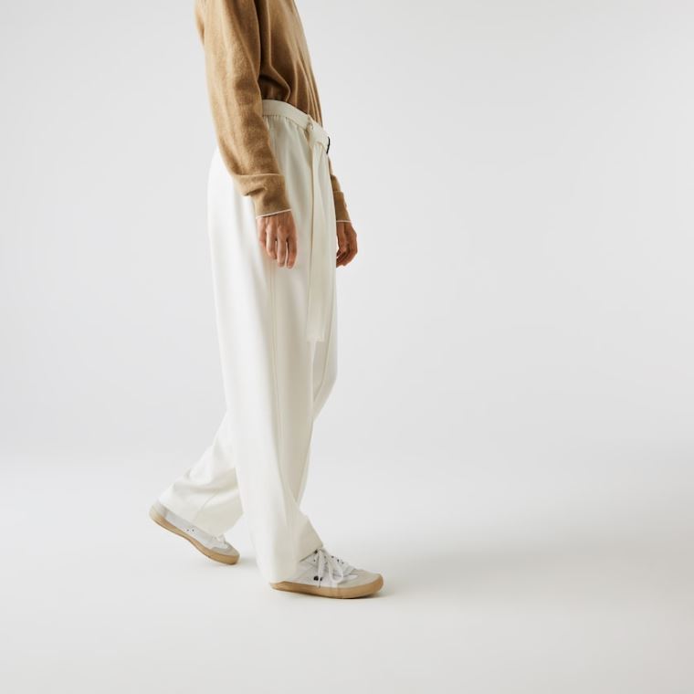 Lacoste High-Waisted Flared Wool Blend Pants Branco | HjGTLvtd