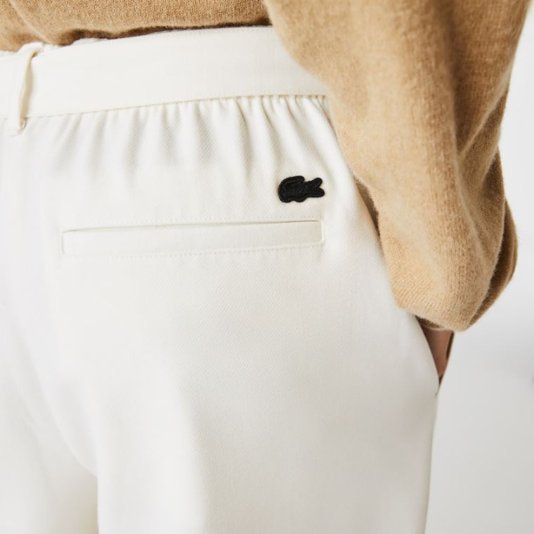 Lacoste High-Waisted Flared Wool Blend Pants Branco | HjGTLvtd