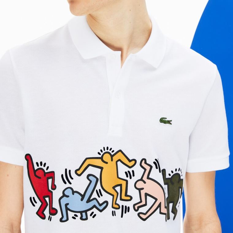 Lacoste Keith Haring Print Piqué Polo Branco Branco | suIGvWCN