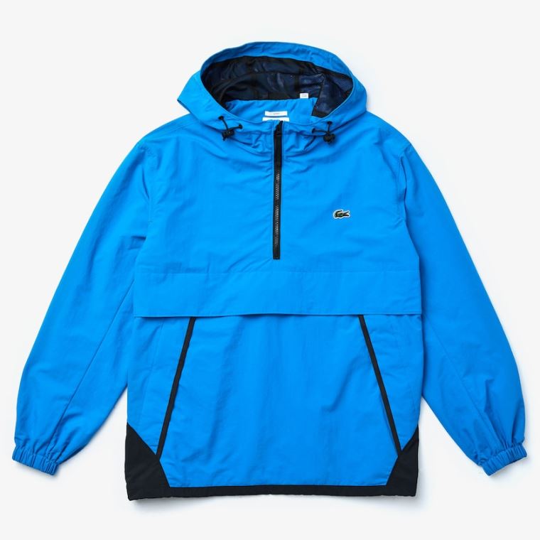 Lacoste LIVE Agua- Resistant Pullover Blusão Azuis Pretas | KBDMd1DI