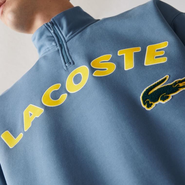 Lacoste LIVE Branded Algodão Fleece Sweatshirt Azuis | u3EsCO4p