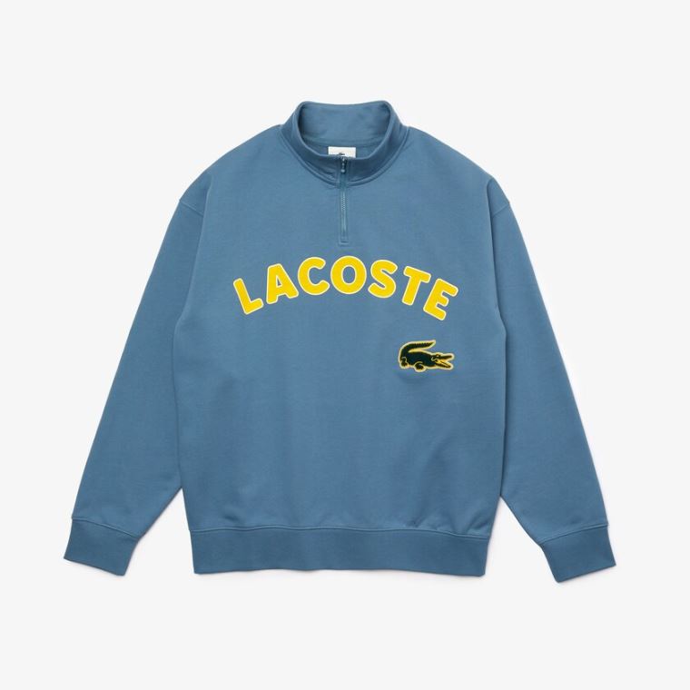 Lacoste LIVE Branded Algodão Fleece Sweatshirt Azuis | u3EsCO4p