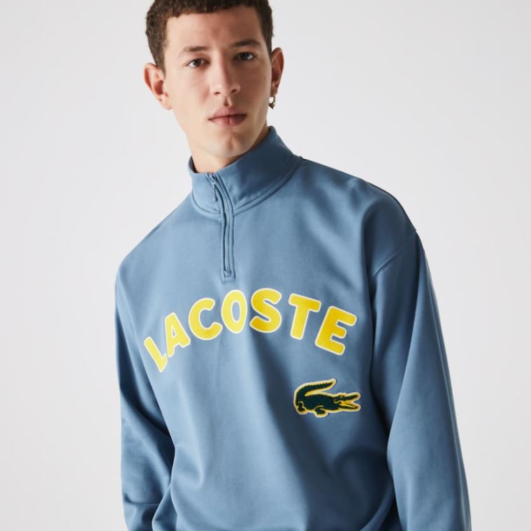 Lacoste LIVE Branded Algodão Fleece Sweatshirt Azuis | u3EsCO4p