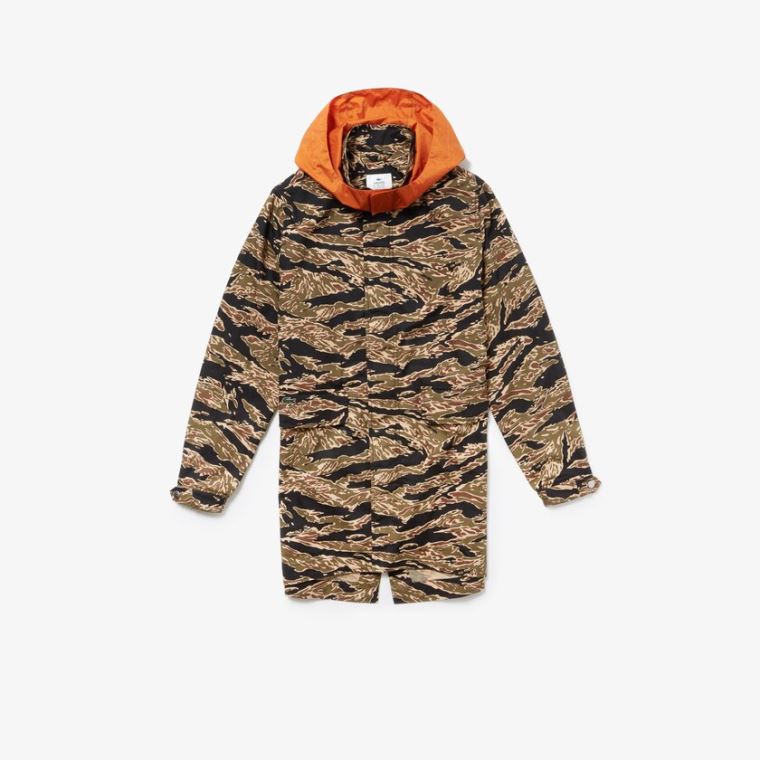 Lacoste LIVE Camouflage Parka Pretas Branco | hZzCYaAS