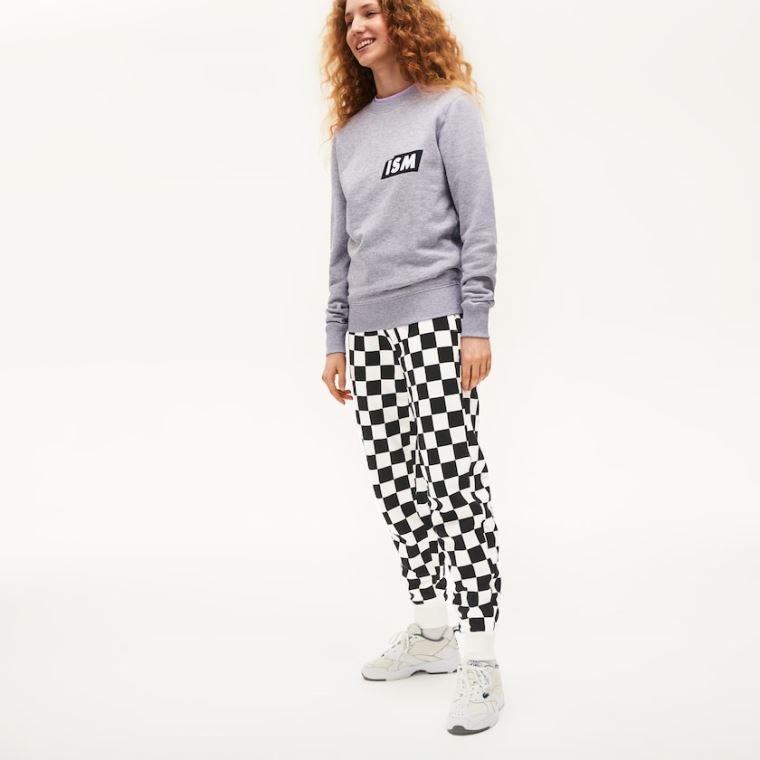 Lacoste LIVE Check Fleece Tracksuit Pants Branco Pretas | EwXpbZfh