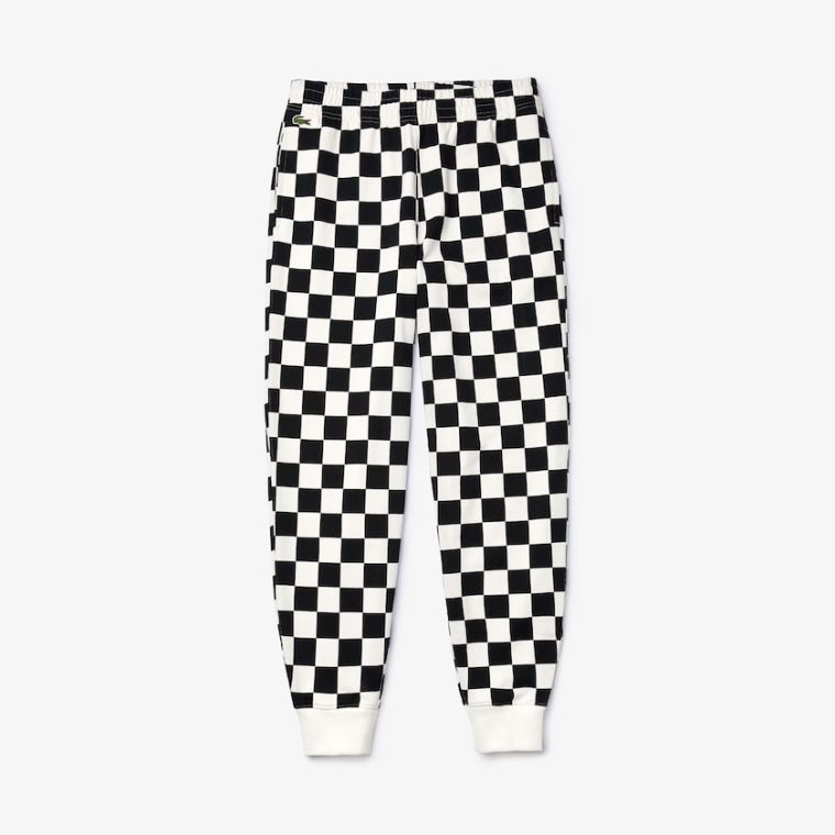 Lacoste LIVE Check Fleece Tracksuit Pants Branco Pretas | EwXpbZfh