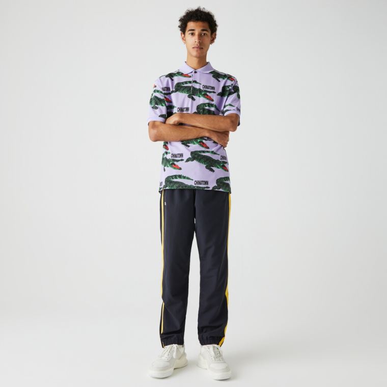 Lacoste LIVE Chinatown Market Collaboration Loose Fit Polo Shirt Branco Vermelhas | hVrDZkyE