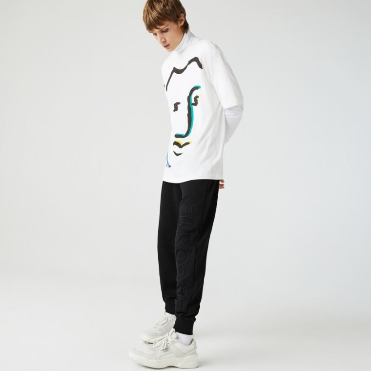 Lacoste LIVE Embroidered Algodão Blend Tracksuit Pants Pretas | PkZMHyYR