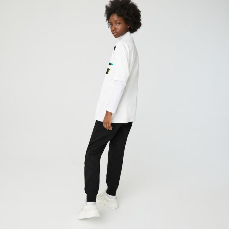 Lacoste LIVE Embroidered Algodão Blend Tracksuit Pants Pretas | PkZMHyYR