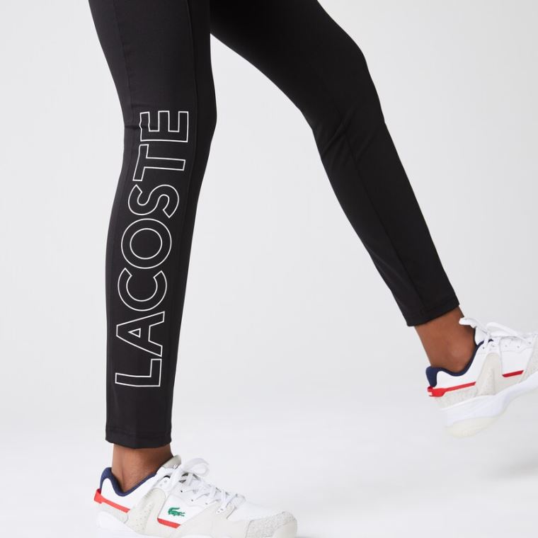 Lacoste LIVE Logo Printed Leggings Pretas Branco | WpYEoC7p