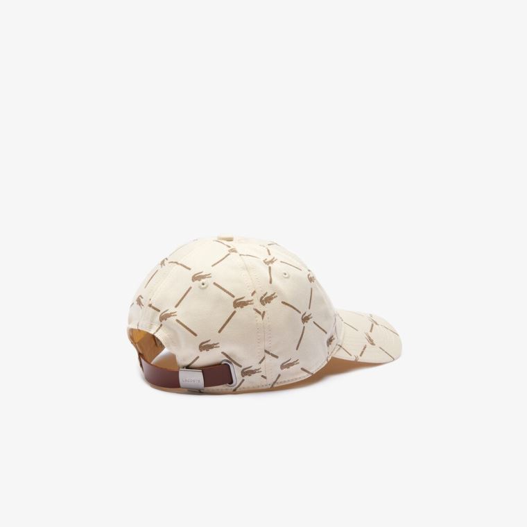 Lacoste LIVE Monogram Printed Algodão Cap Bege | 0vBFGX3N