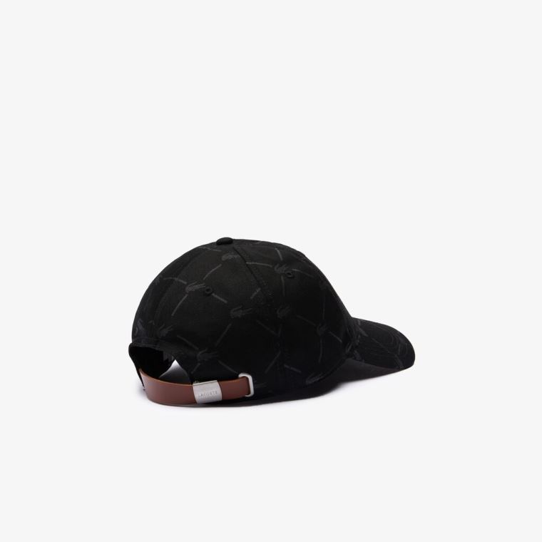 Lacoste LIVE Monogram Printed Algodão Cap Pretas | pF8pa1PW