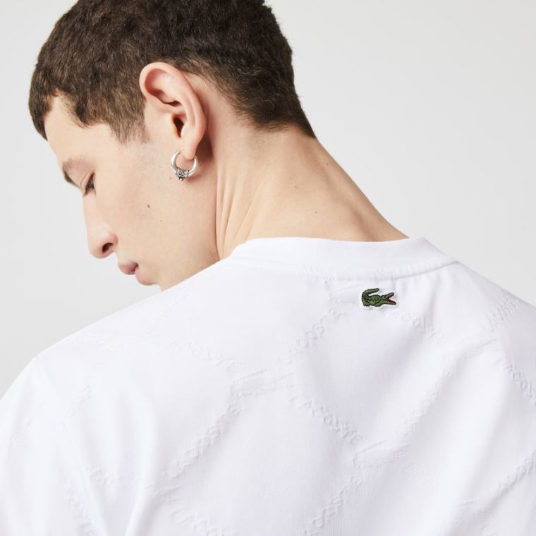 Lacoste LIVE Monogram Printed T-shirt Branco | 3wujuozZ