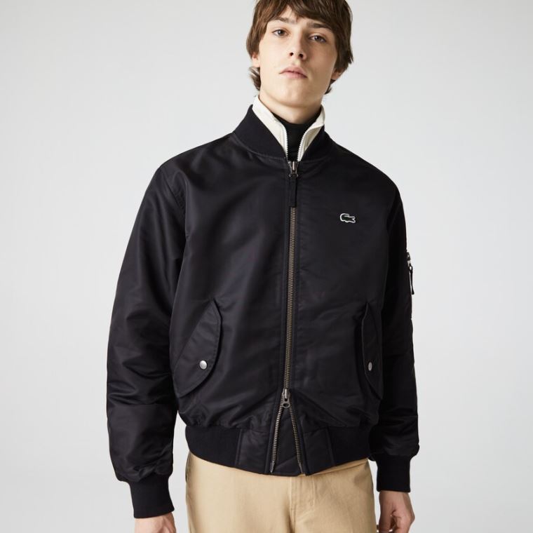 Lacoste LIVE Oversized Contrast Bomber Jacket Pretas | DgwMlybR