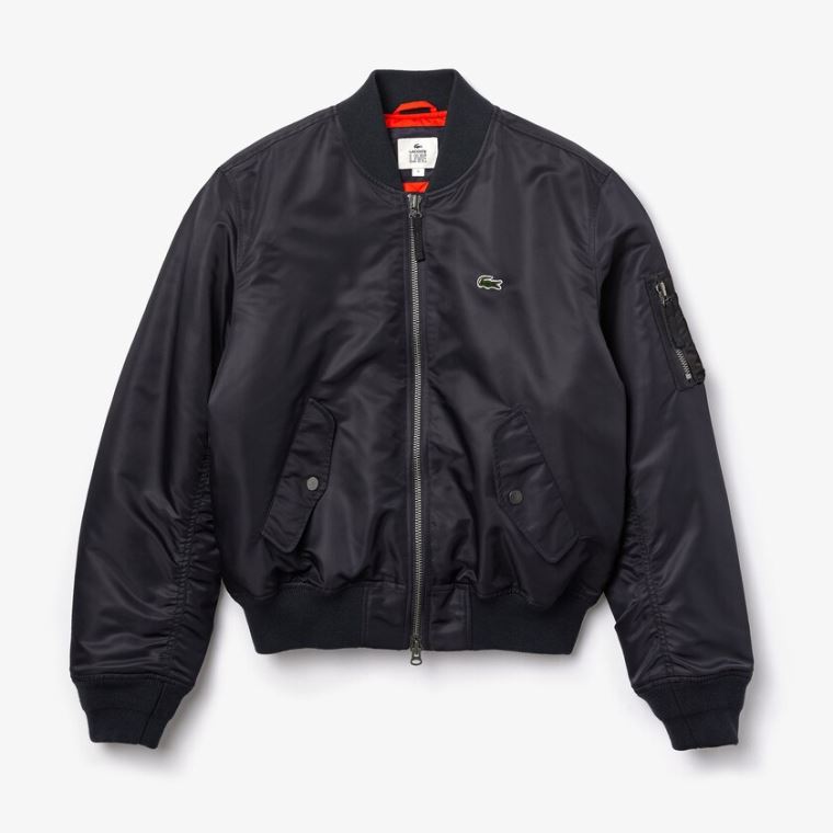 Lacoste LIVE Oversized Contrast Bomber Jacket Pretas | DgwMlybR