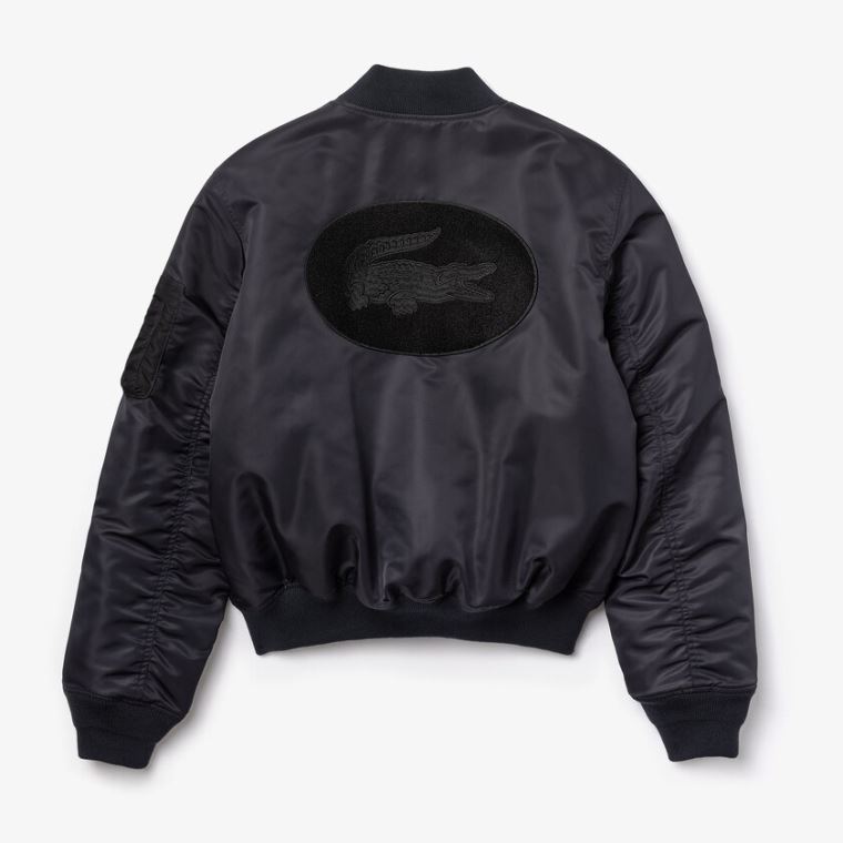 Lacoste LIVE Oversized Contrast Bomber Jacket Pretas | DgwMlybR