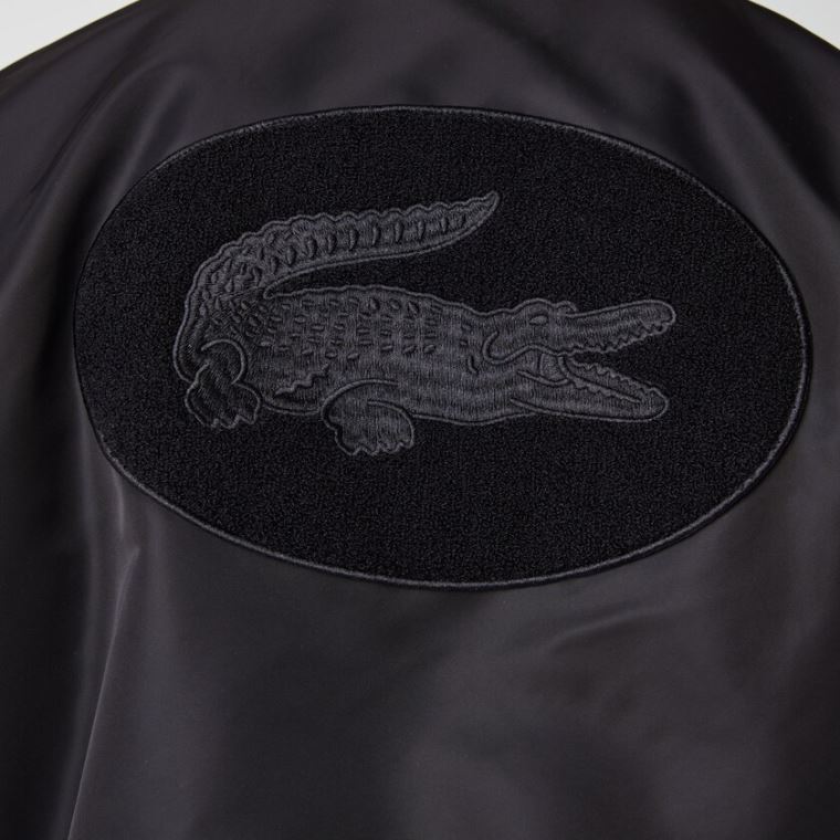 Lacoste LIVE Oversized Contrast Bomber Jacket Pretas | DgwMlybR