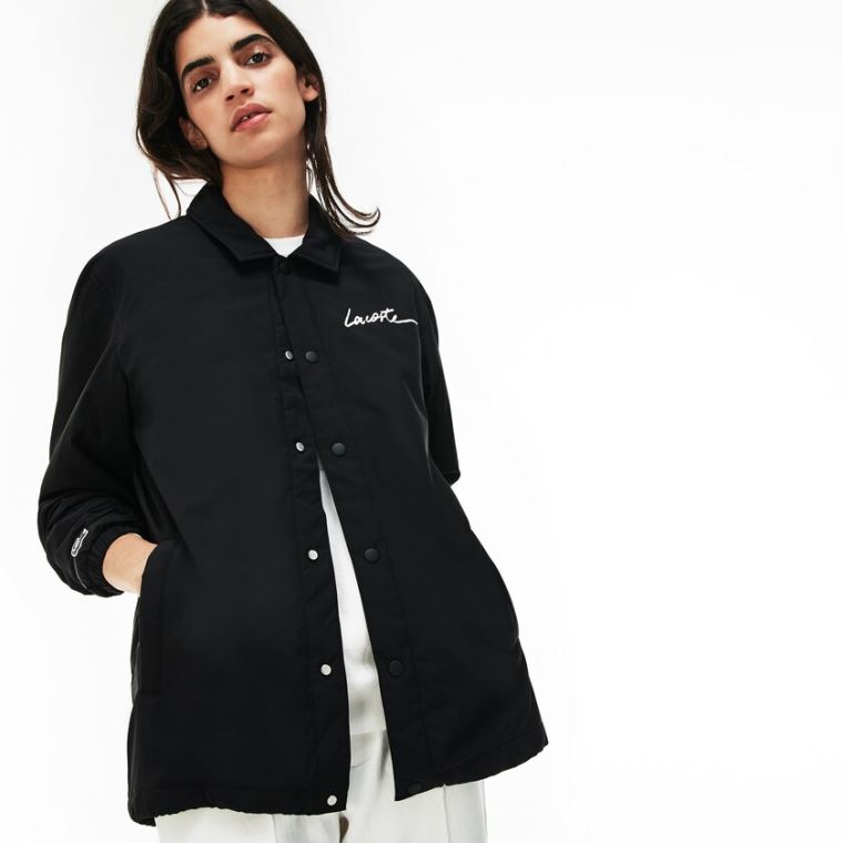 Lacoste LIVE Signature Taffeta Jacket Pretas | QopYLIj6